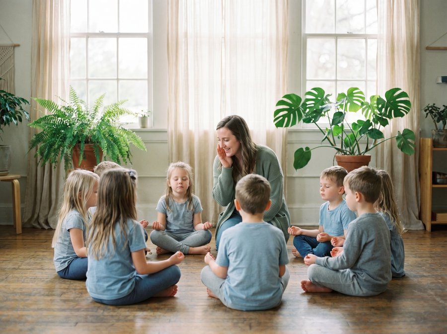 Achtsamkeitsübung mit Schulkindern im Kreis
